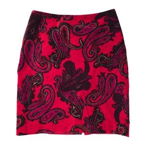 Talbots Burnt Red Velvet Paisley Pencil Skirt - 6 Petite